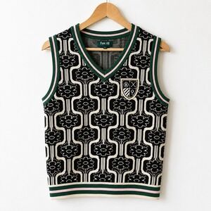 Fore All Womens Jen Sweater Vintage Floral Varsity Stripe Golf Vest Preppy / L